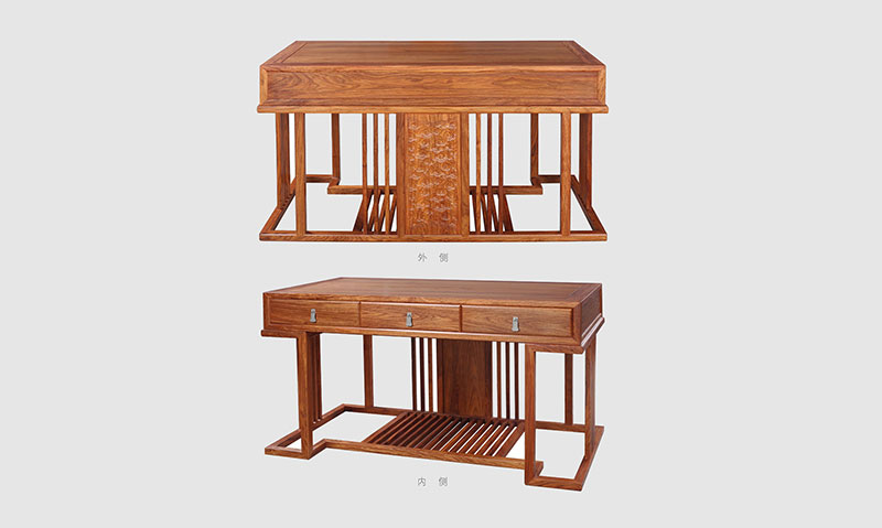 四平 别墅中式家居书房装修实木书桌效果图