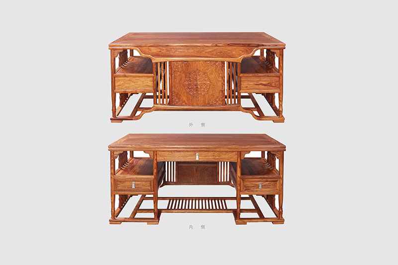 四平中式家居装饰书房桌椅组合家具效果图